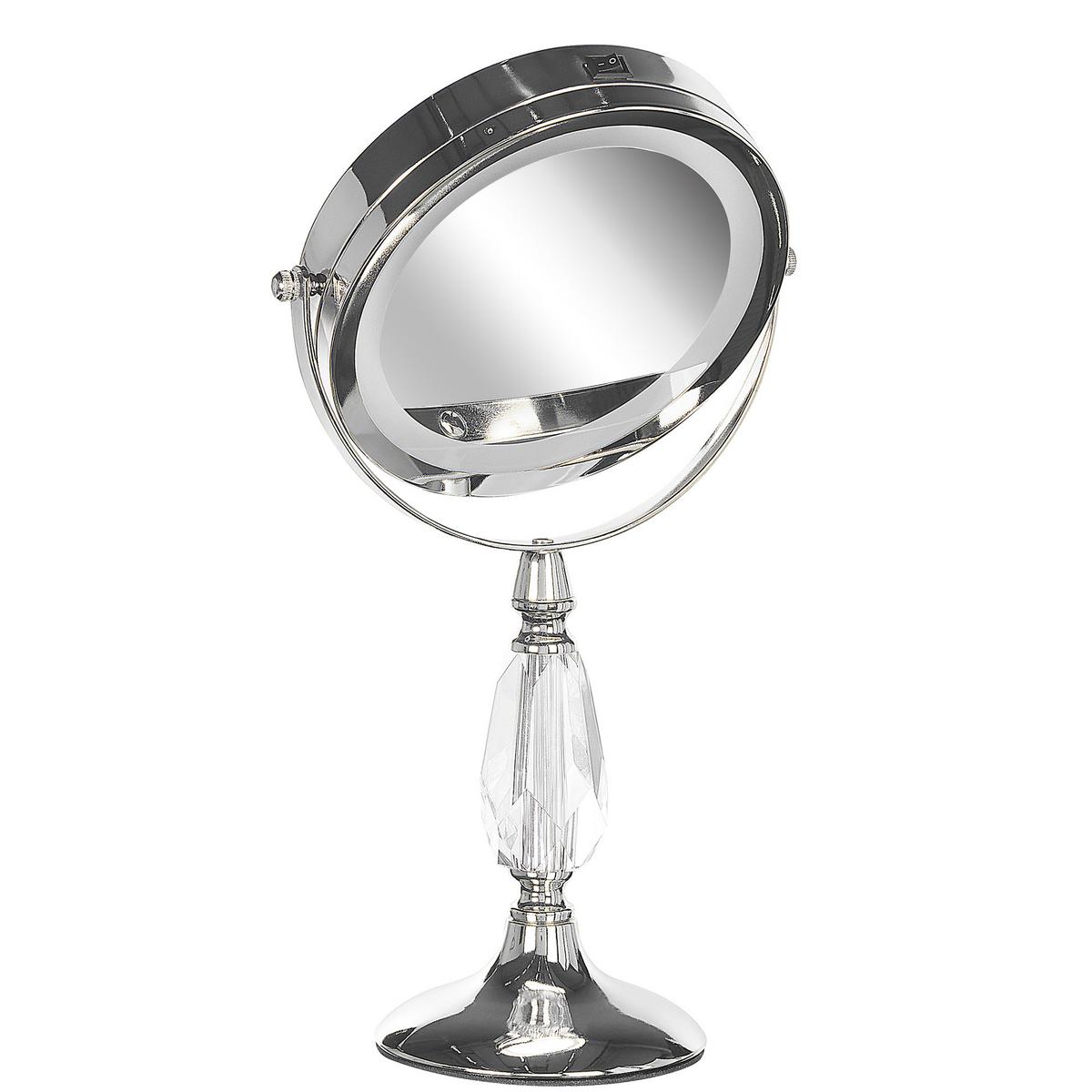 KOSMETIKSPIEGEL silber mit LED-Beleuchtung 18 cm Maury - Silberfarben, Metall (18/37/12cm) - Beliani