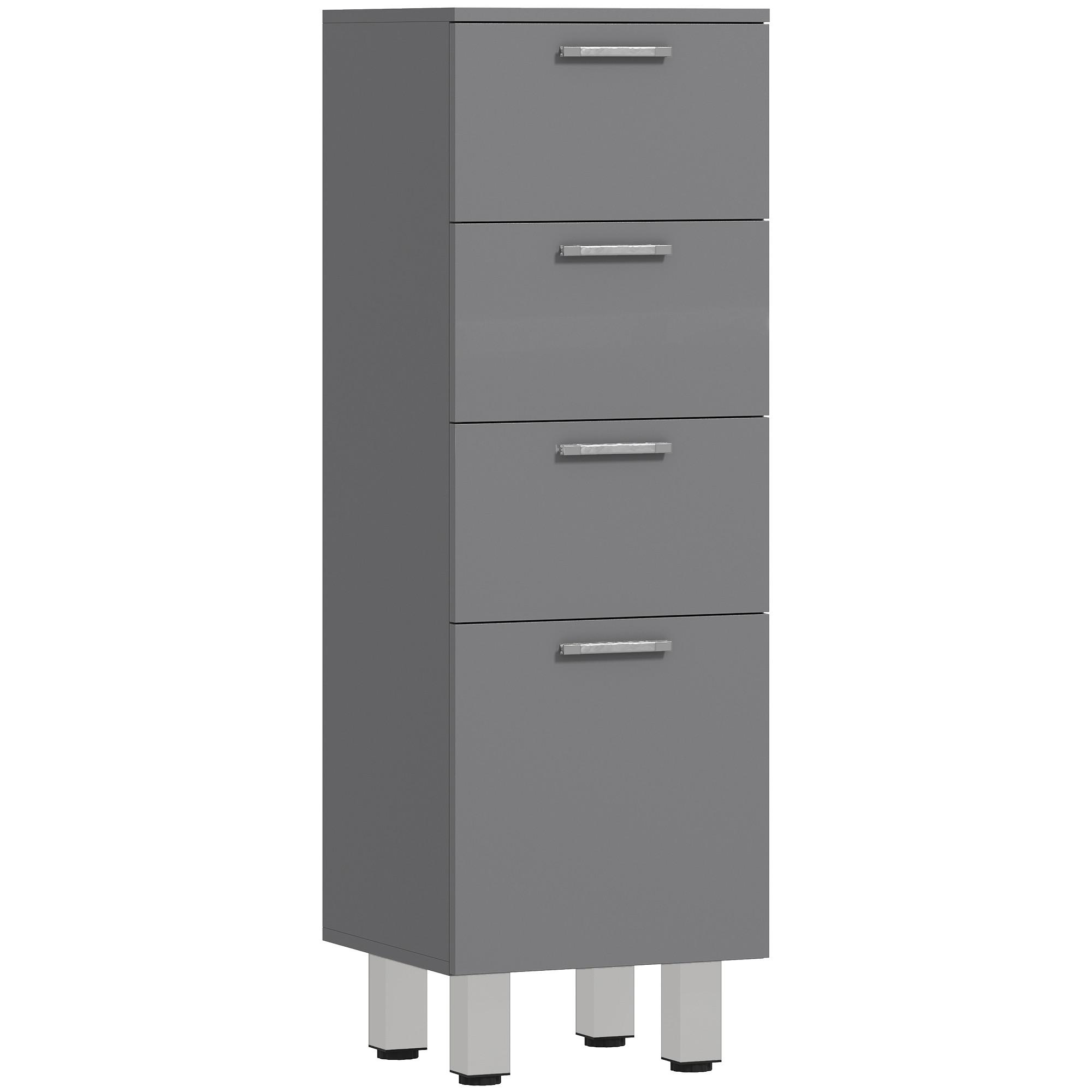 BADEZIMMERSCHRANK Spanplatte Grau - Silberfarben/Grau, Holzwerkstoff/Kunststoff (30/93/30cm) - Kleankin