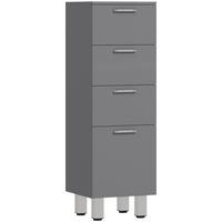 BADEZIMMERSCHRANK Spanplatte Grau - Silberfarben/Grau, Holzwerkstoff/Kunststoff (30/93/30cm) - Kleankin