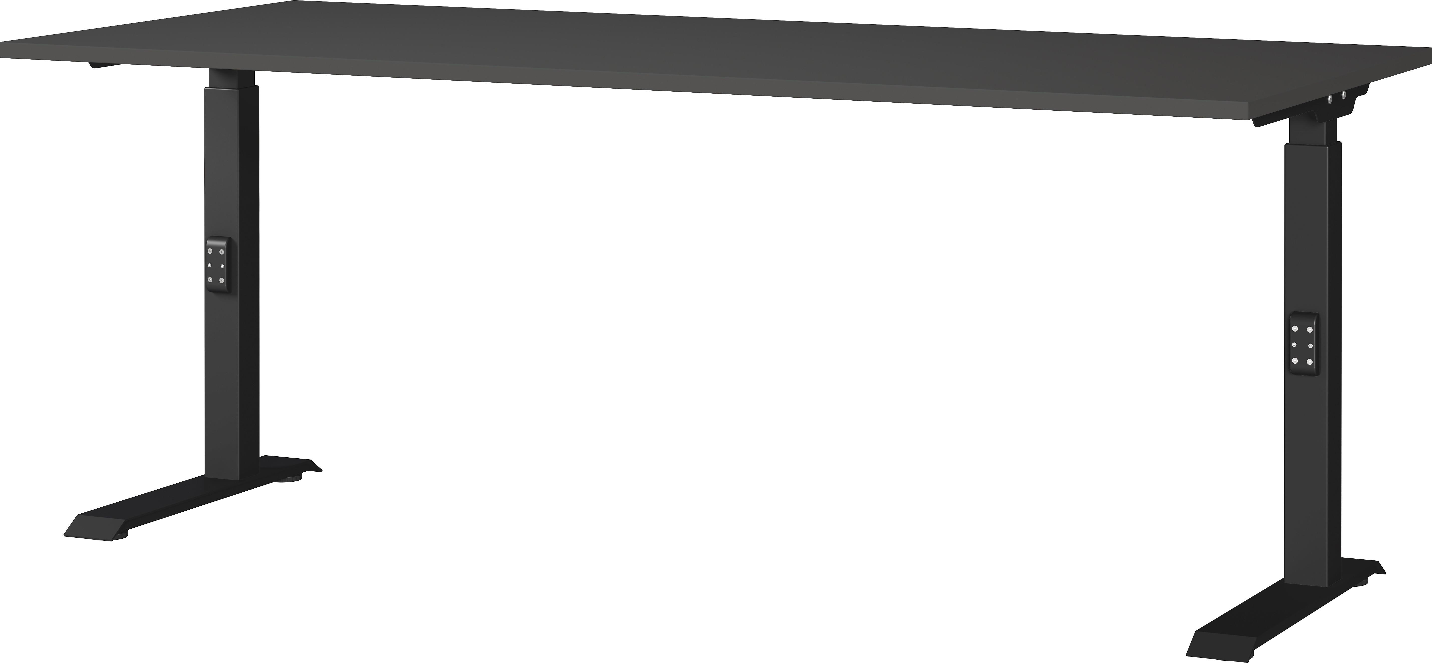 SCHREIBTISCH höheneinstellbar "Stuttgart" 68-91cm Graphit 180x80cm, C-Fuß - Schwarz, Holzwerkstoff/Metall (80/180/91cm) - KADIMA DESIGN
