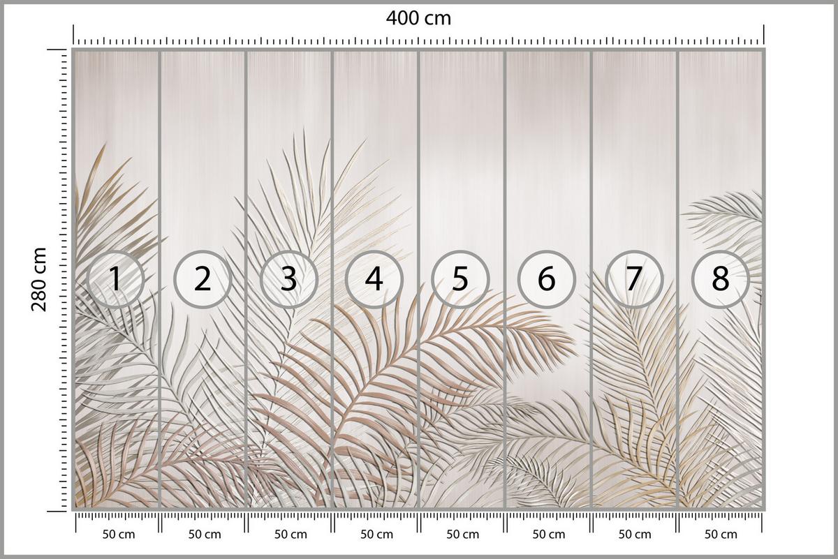 FOTOTAPETE für Schlafzimmer Beige Palmenblätter Delikat 400x280 - Beige/Braun, Papier (400/280cm) - Muralo