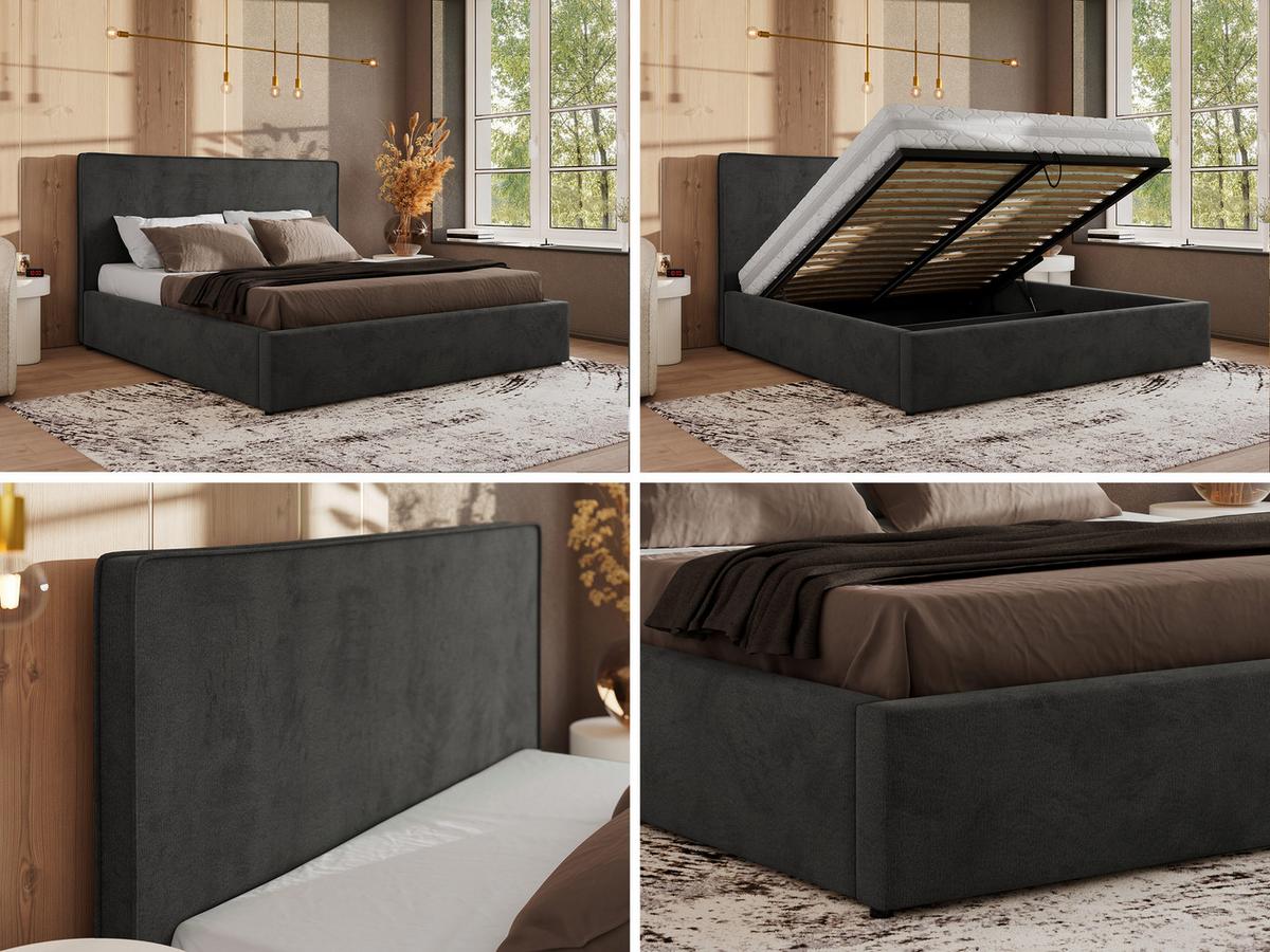 POLSTERBETT CORIVO CLASSIC 140/200 - Dunkelgrau Velvet - ohne Matratze - Dunkelgrau, Textil (140/200cm) - MKS