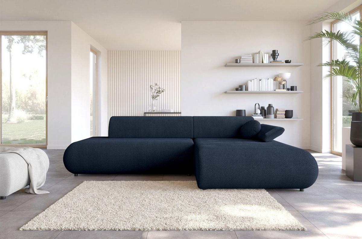 ECKSOFA Armone Dunkelblau Chenille - Schwarz/Dunkelblau, Kunststoff/Textil (173.5/286cm) - Selsey