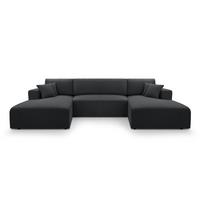 WOHNLANDSCHAFT Catea Dunkelgrau 364/145/85 cm mit Schlaffunktion - Dunkelgrau/Schwarz, Kunststoff/Textil (364/84/145cm) - AX Living