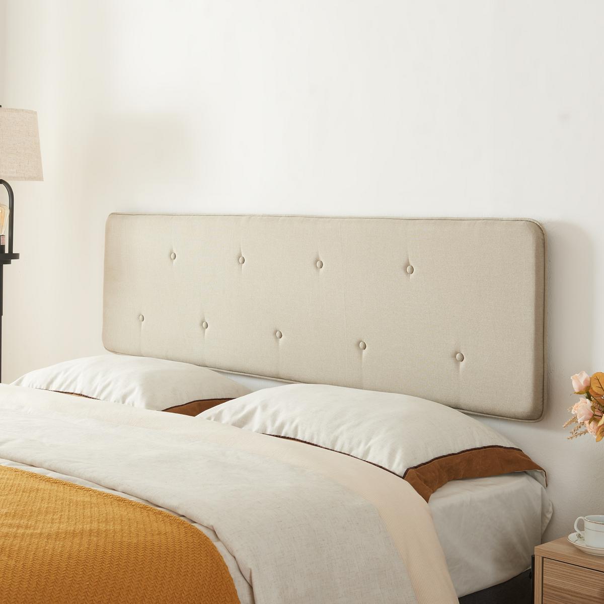KOPFTEIL Tokke - Beige, Holzwerkstoff/Textil (160/4/52cm) - [en.casa]