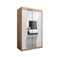 SCHWEBETÜRENSCHRANK 200/120/62 2-türig - Silberfarben/Weiß, Holz/Kunststoff (120/200/62cm) - MÖBEL KRYSPOL