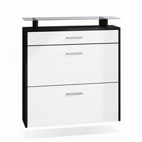 SCHUHSCHRANK Malea Front in Weiß matt - Weiß, Holzwerkstoff (89/96/23cm) - Vladon