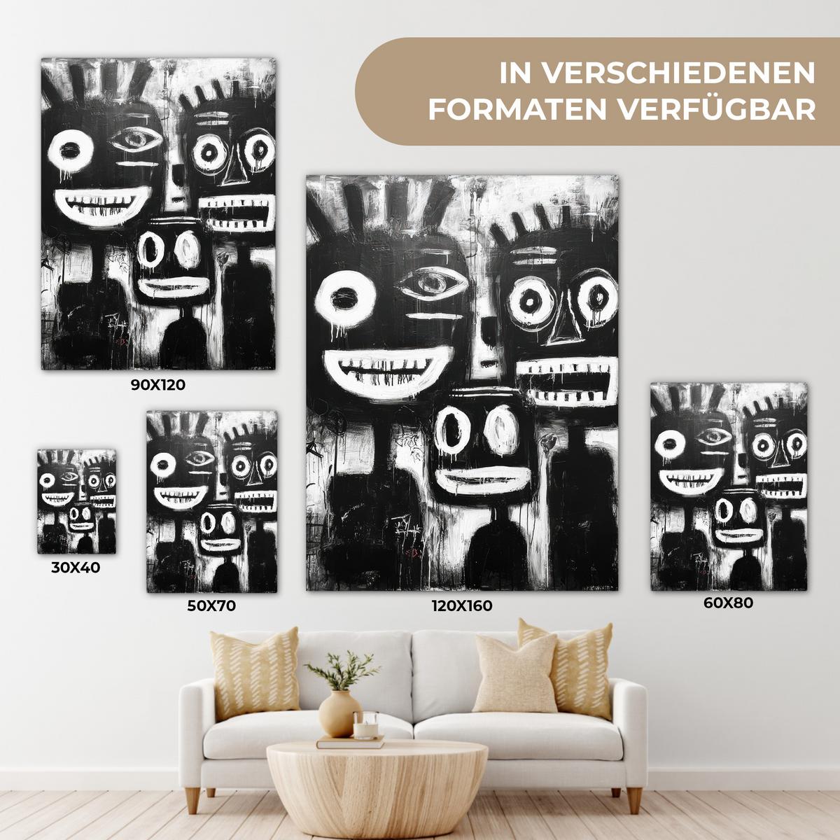 LEINWANDBILD Malerei - Figuren - Schwarz - Abstrakt Room Decor 30x40 cm - Schwarz, Textil (30/40cm) - MuchoWow