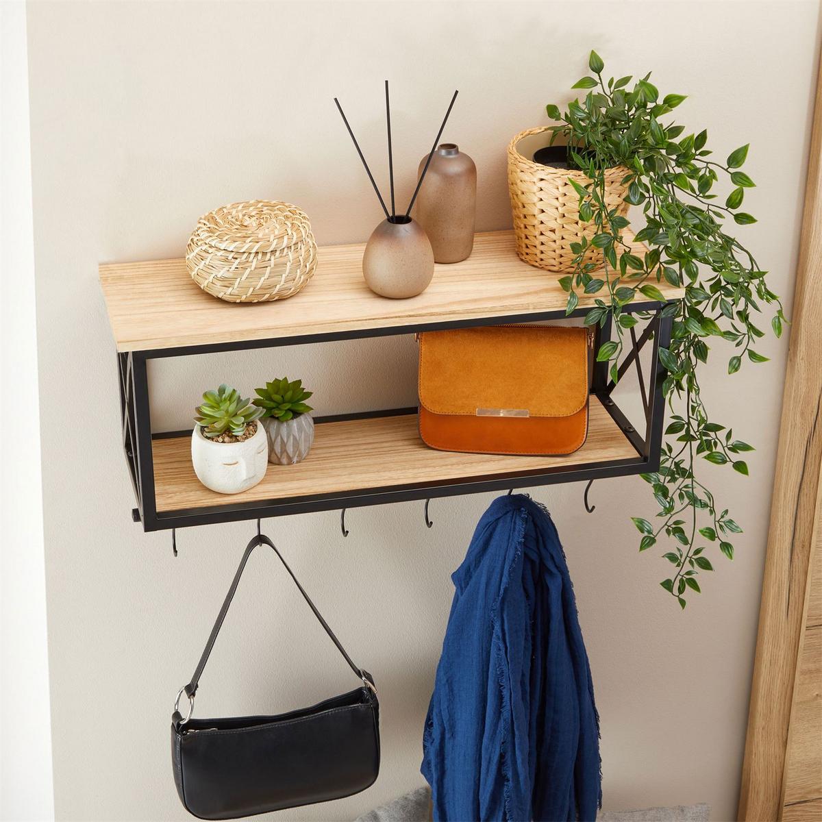 WANDGARDEROBE ARMANDO schwarz/braun - Schwarz/Braun, Metall (62/35/20cm) - CARO-Möbel