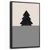 LEINWAND Bilder mit Rahmen - Weihnachtsbaum - Schwarz - Urlaub - Beige - 40x60 - Schwarz, Textil (40/60cm) - MuchoWow