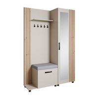 GARDEROBENSCHRANK Livia mit Aufhängern und Spiegel, Kaschmir, links - Kaschmir/Eiche Artisan, Holzwerkstoff (137/207/42cm) - Beautysofa