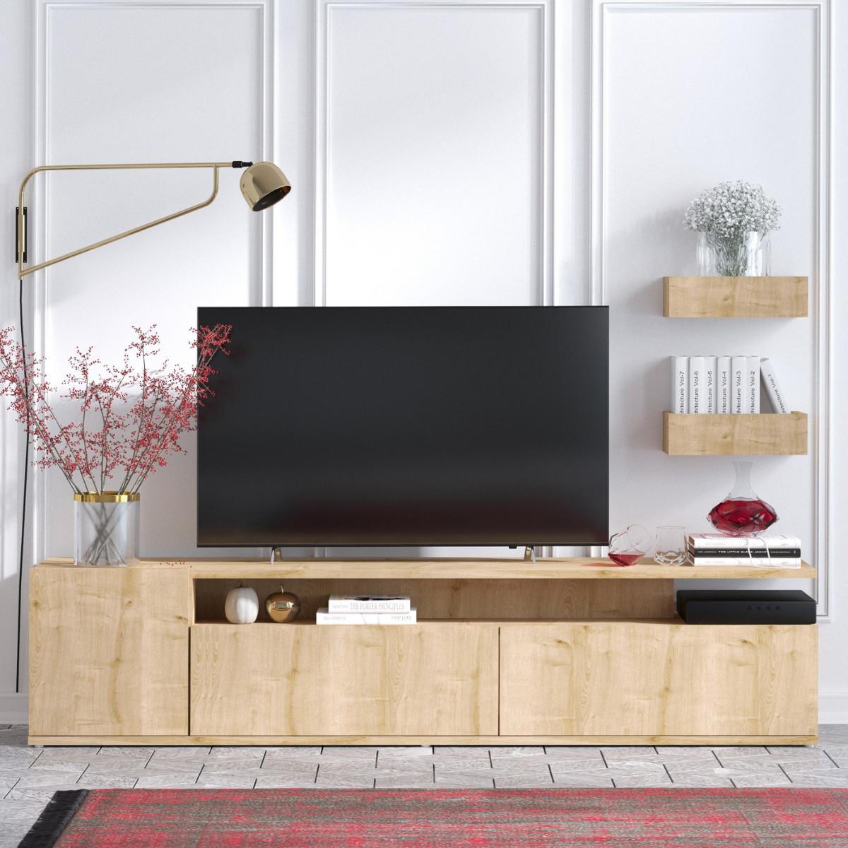 TV-SCHRANK eiche dekor - alika 180/35/45 cm - Eschefarben, Holzwerkstoff (35/45/40cm) - Calicosy