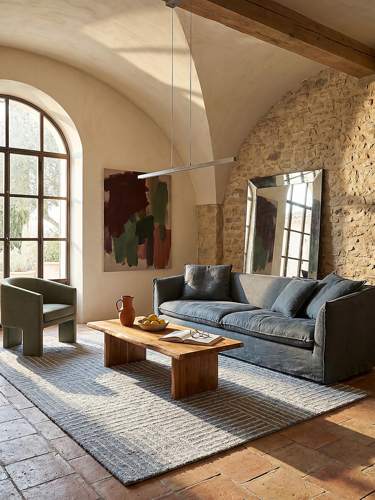 WOLLTEPPICH LEA, mit Schachbrettmuster, Blau, 200 x 290 cm - Blau, Textil (290/200cm) - KADIMA DESIGN