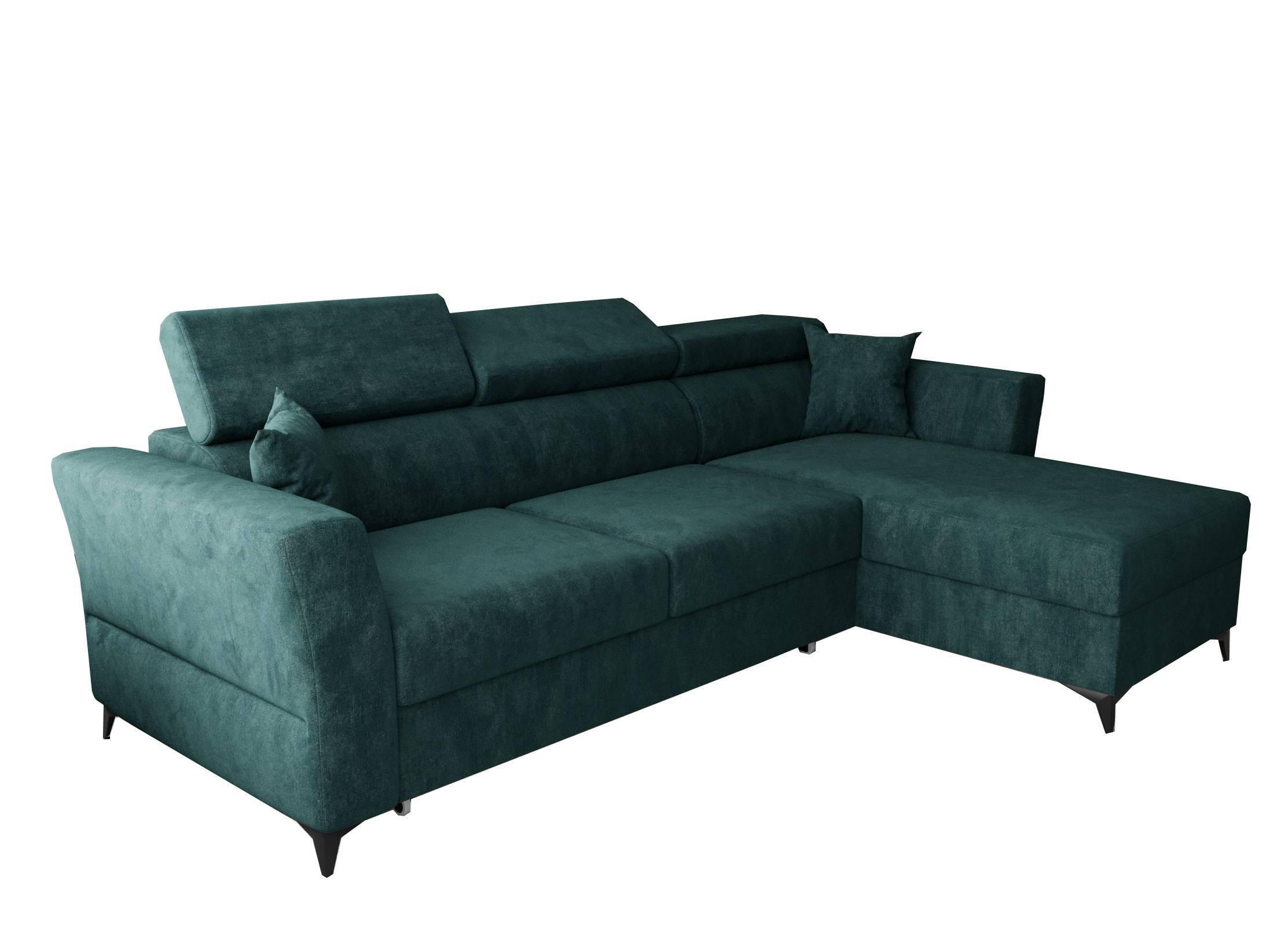ECKSOFA L Form Ribella Türkis 265/180/100 cm Rechts mit Schlaffunktion - Türkis/Schwarz, Textil/Metall (265/180cm) - AX Living