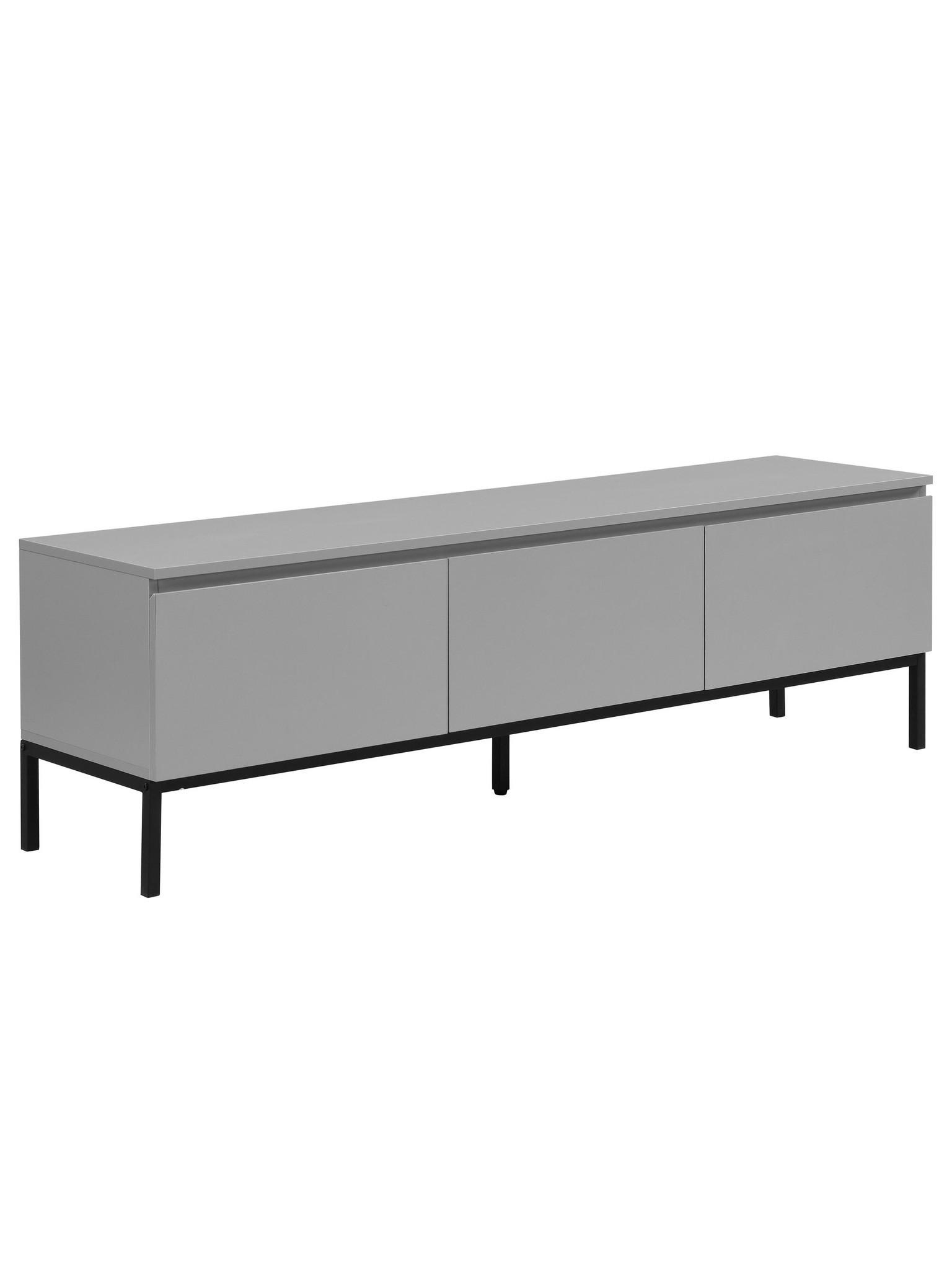 LOWBOARD GAETA, MDF, Hellgrau, 150 x 37 x 46 cm - Schwarz/Grau, Holzwerkstoff/Metall (150/46/37cm) - KADIMA DESIGN