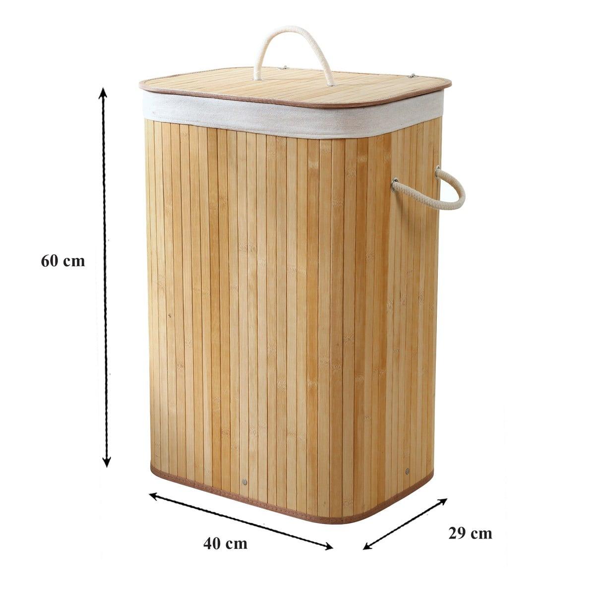 WÄSCHEKORB aus bambus 70l 40/30/60 cm - Eschefarben, Holzwerkstoff (30/60/45cm) - Calicosy