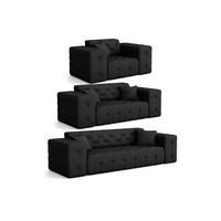 SOFASET Chantal - Schwarz, Holzwerkstoff/Textil (251/78/96cm) - Fun Möbel