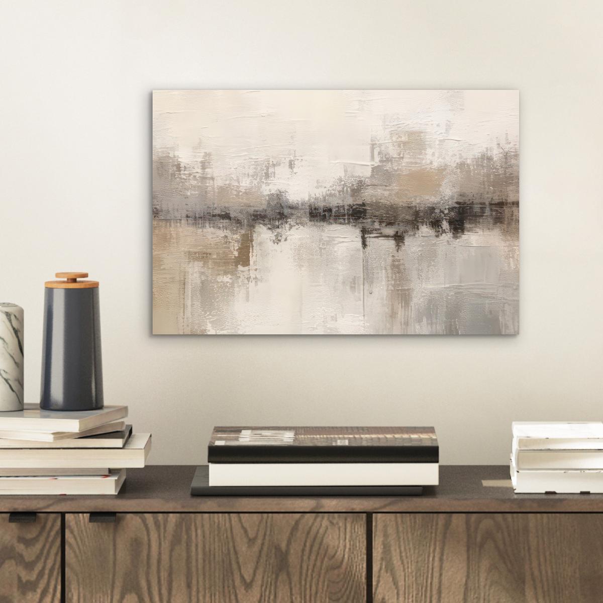 METALLBILD Moderne Kunst - Abstrakt - Beige 30x20 cm - Beige, Metall (30/20cm) - MuchoWow