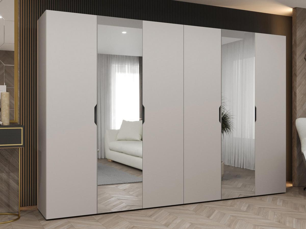 DREHTÜRENSCHRANK Malaga 300 mit Frontspiegel - Kaschmir, Holzwerkstoff (300/202/52cm) - MIRJAN24