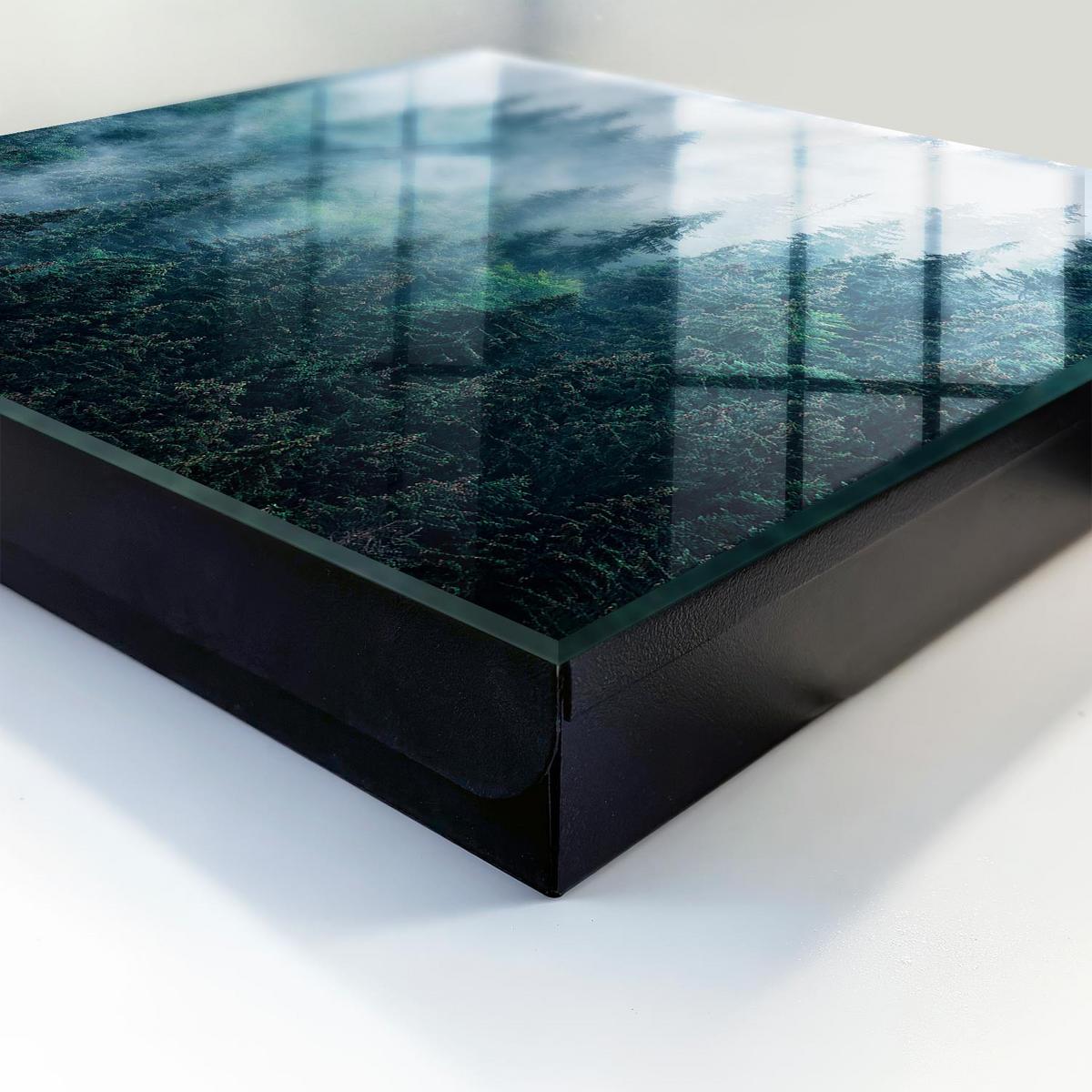 SCHLÜSSELBOX Schwarz 30x30 cm- Türöffnung nach rechts - Grüner Wald - Grün, Metall (30/30/5cm) - TULUP