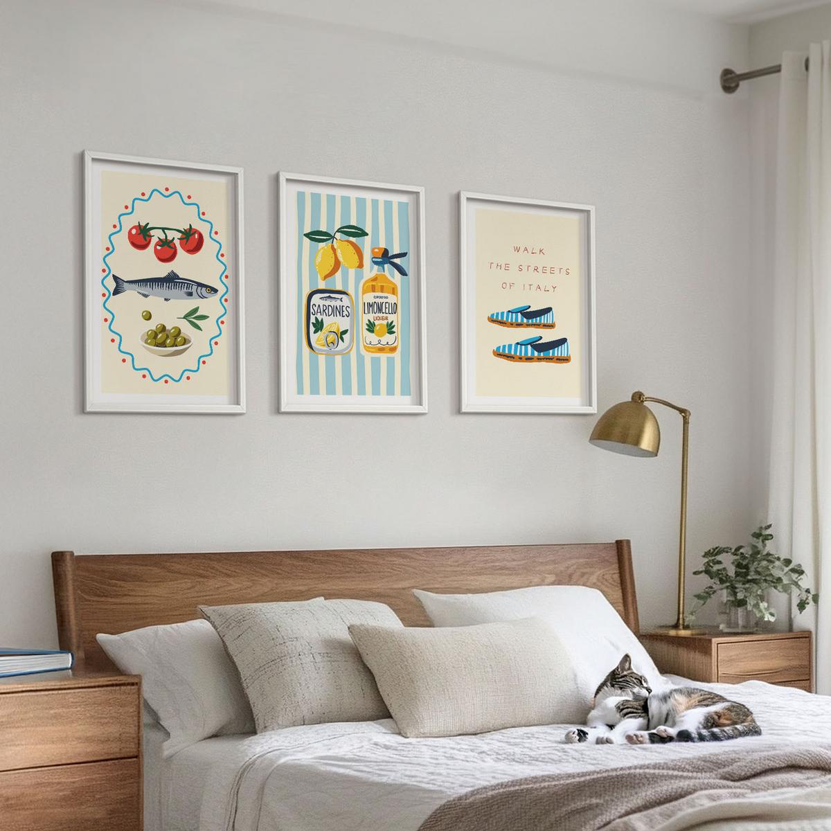 BILDER SET 3er Set - 40x60 cm Weißer Rahmen - Italienische Aromen und Lifestyle-Bilder - Weiß, Kunststoff (40/60cm) - TULUP