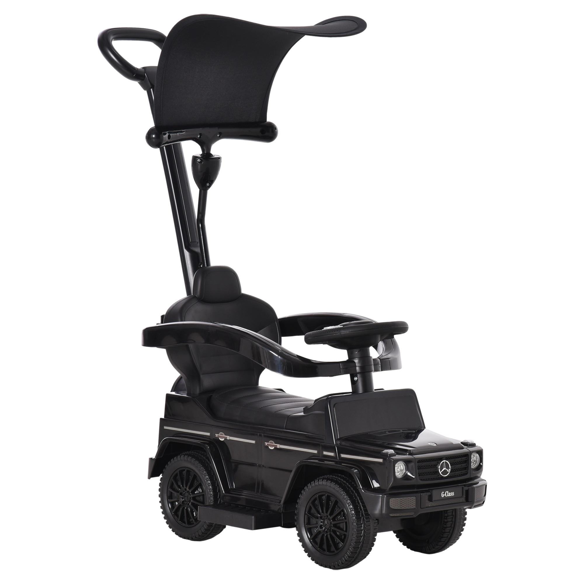 RUTSCHAUTO mit Schiebstange Kunststoff Metall Schwarz - Schwarz, Kunststoff (85.5/40.5/95cm) - HOMCOM