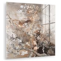 ACRYLGLASBILD Mandelblüte - Kunst - Van Gogh - Beige - Abstrakt 50x50 cm - Braun, Glas (50/50cm) - MuchoWow