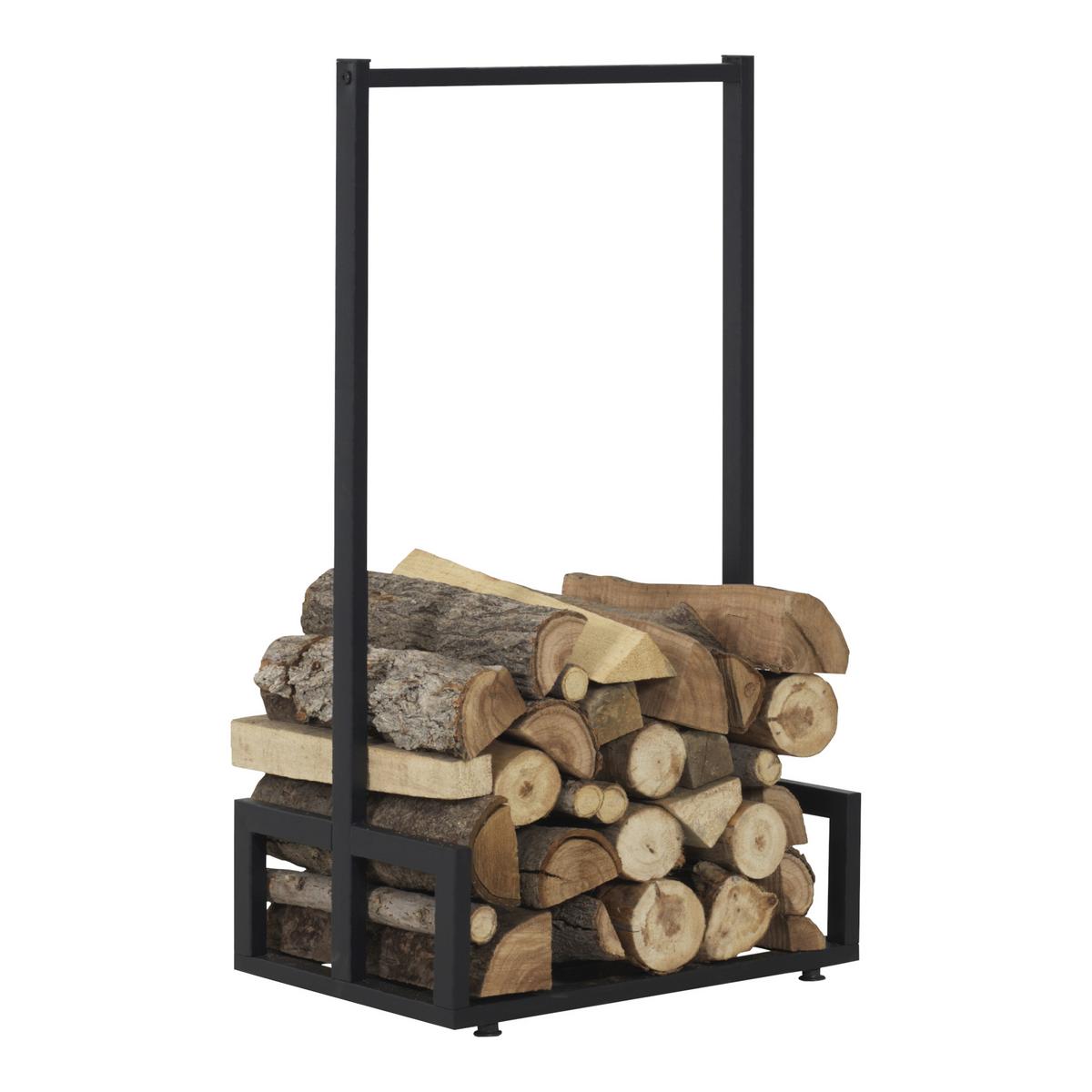 KAMINHOLZREGAL Thisted - Schwarz, Metall (50/95/35cm) - [en.casa]