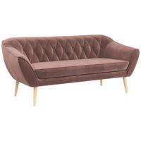 SOFA Pirs 3 Sitzer Velvet Rosa - Rosa/Braun, Holz/Textil (180/75/74cm) - MKS