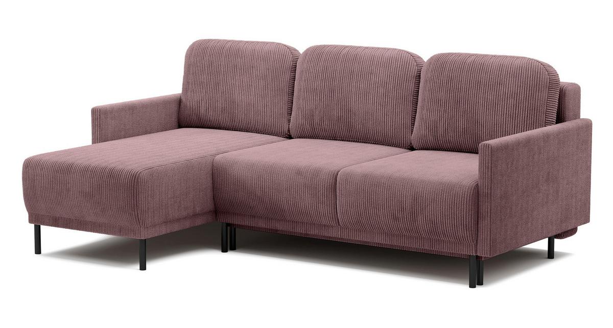 ECKSOFA Hamiel Lila Cordbezug - Flieder/Schwarz, Holz/Textil (212/142cm) - Selsey