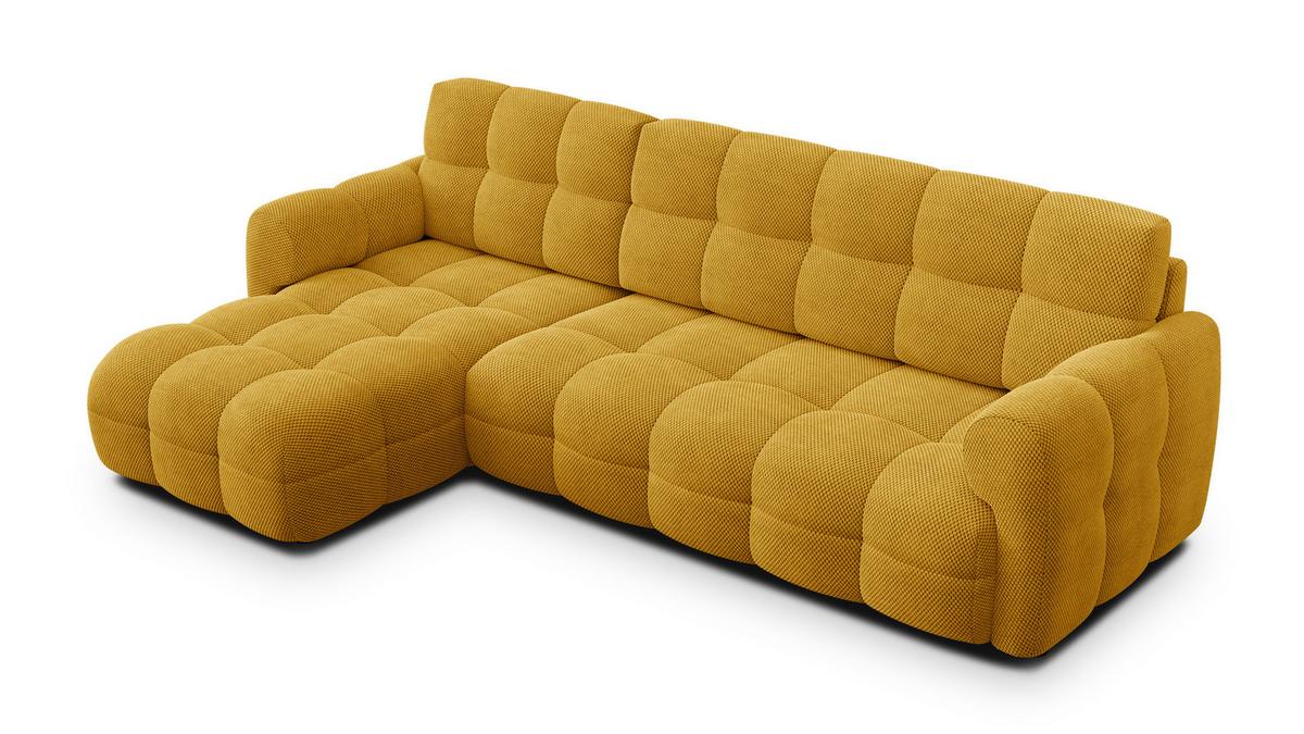 ECKSOFA MELLOW 4-Sitzer, safran - Gelb/Schwarz, Holz/Textil (262/156cm) - Wozimo