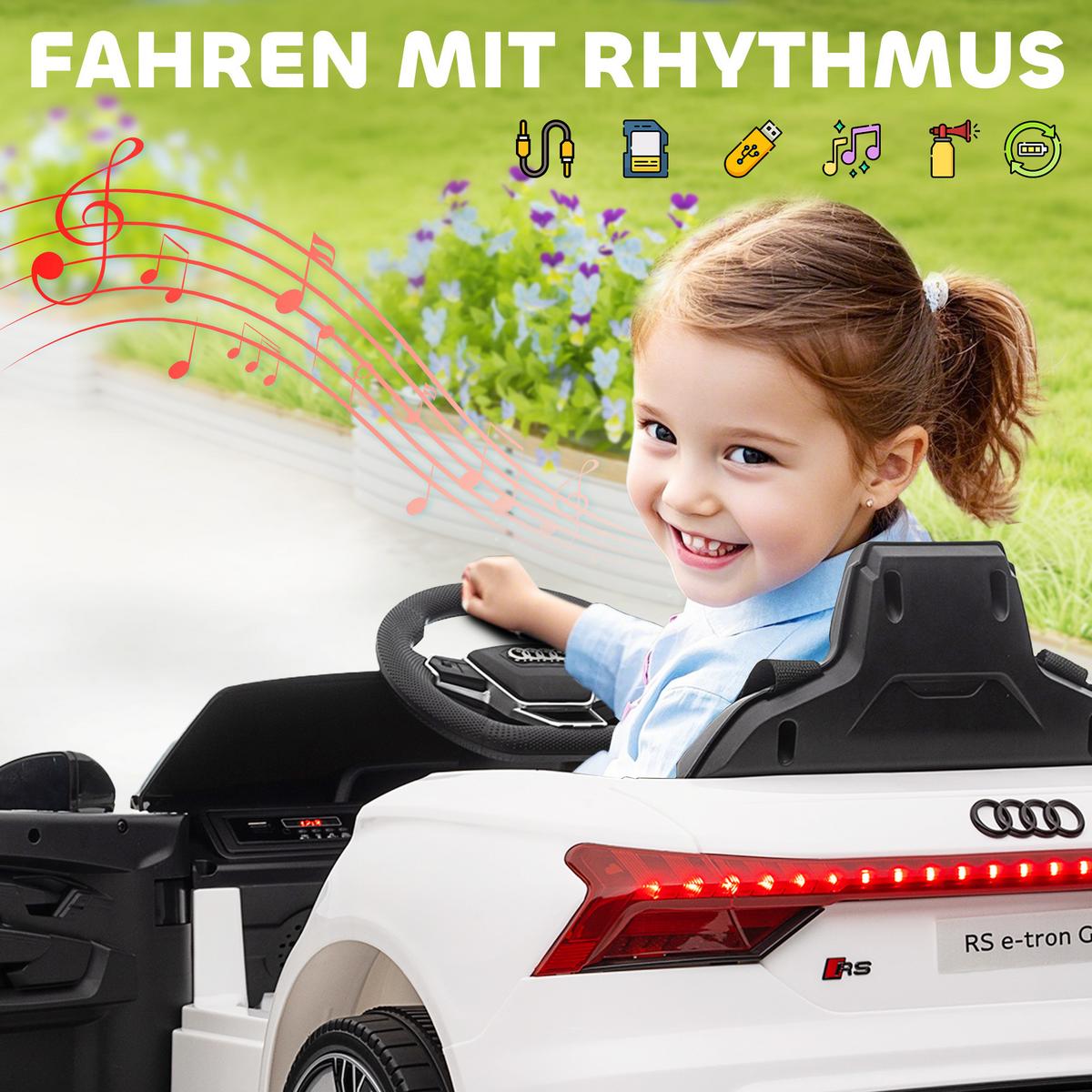 KINDER Elektroauto, Kinderauto mit 2,4G Ferbedienung, Kinderfahrzeug, Weiß - Weiß, Metall (103/58/41cm) - HOMCOM