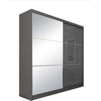 SCHWEBETÜRENSCHRANK Viva II 200/216/61 graphit mit Spiegel und Schubladen - Graphitfarben, Holzwerkstoff (200/216/61cm) - Beautysofa