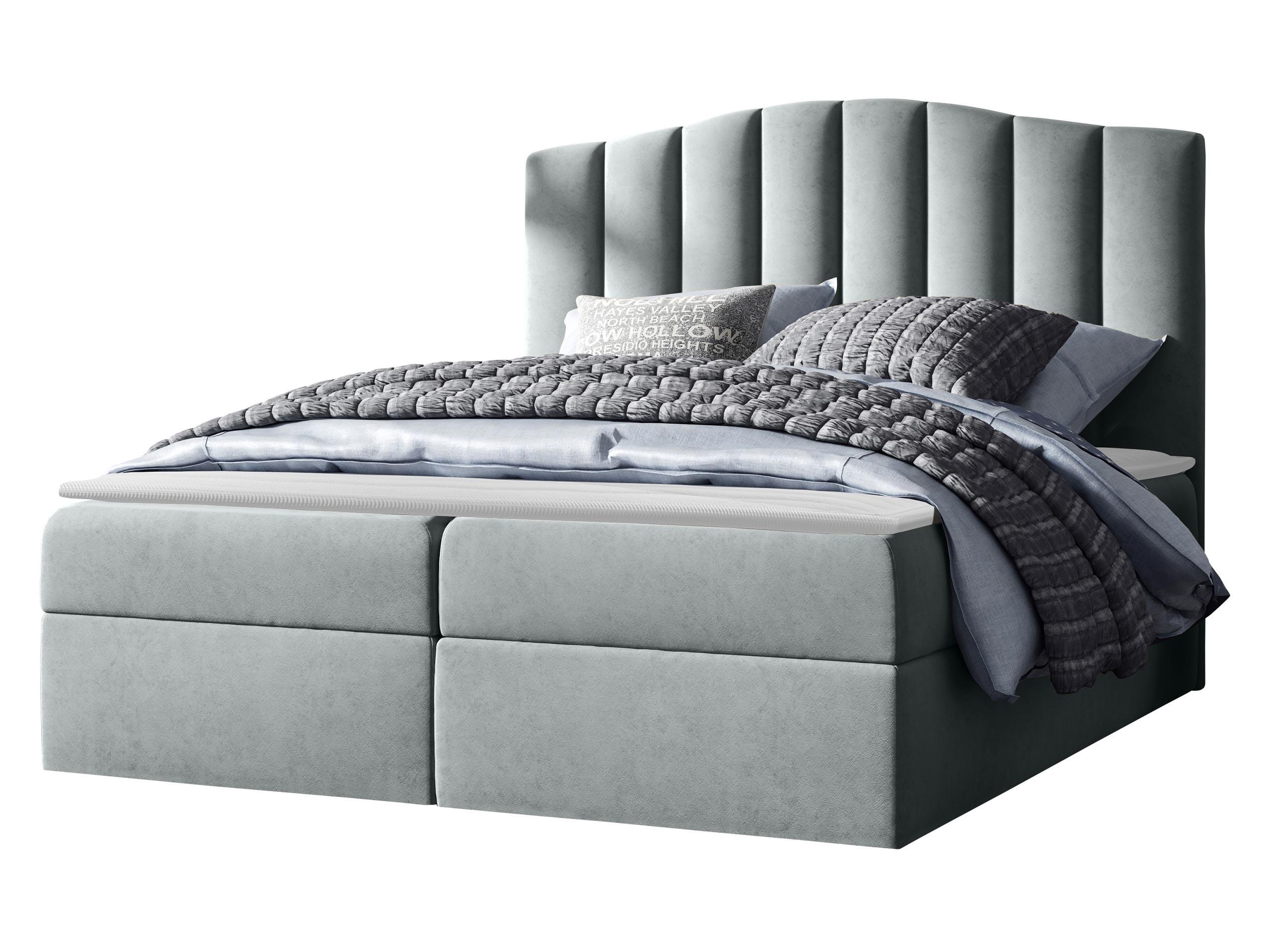 BOXBETT Lindos - H3 - Hellgrau, Holz (160/200cm) - MIRJAN24
