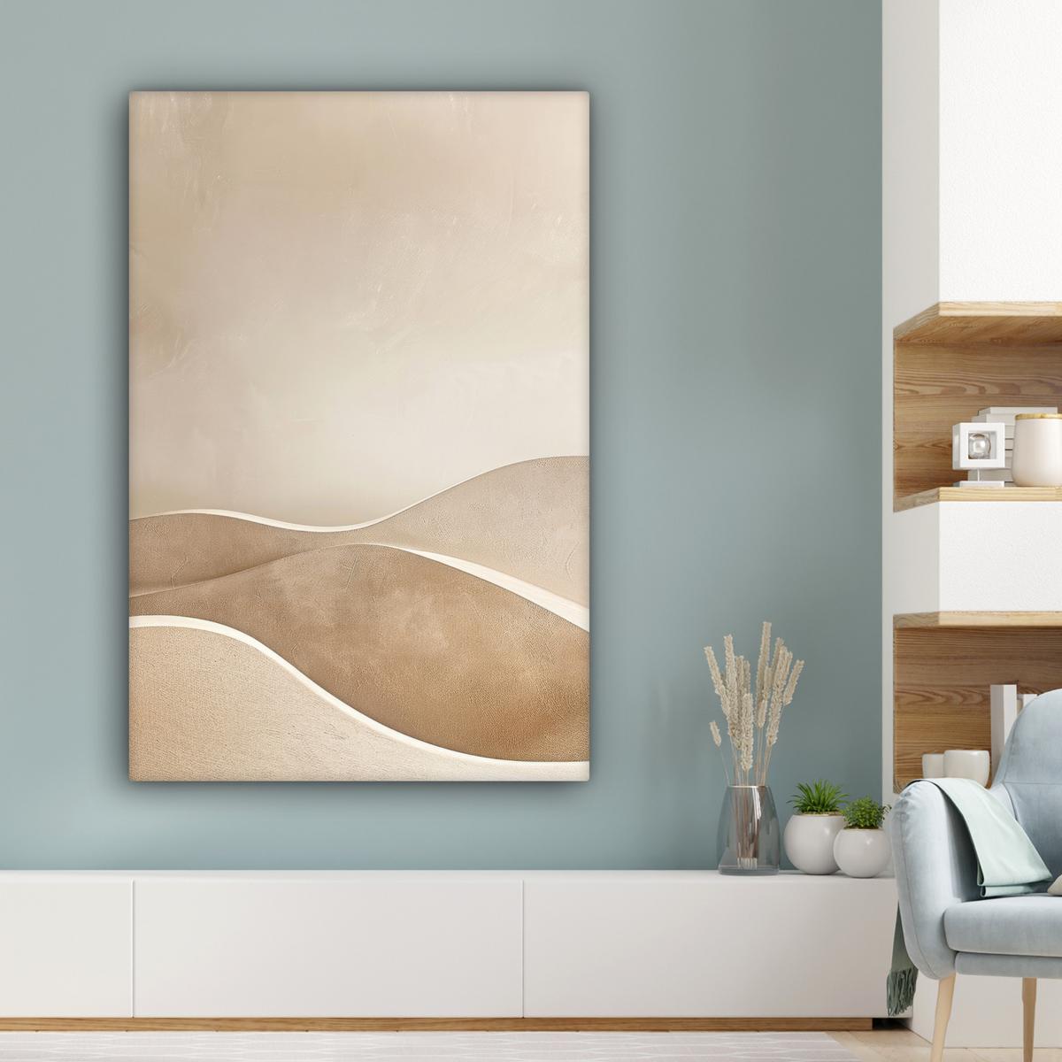 LEINWANDBILD Beige - Natur - Abstrakt - Modern Deko Groß 90x140 cm - Beige, Textil (90/140cm) - MuchoWow