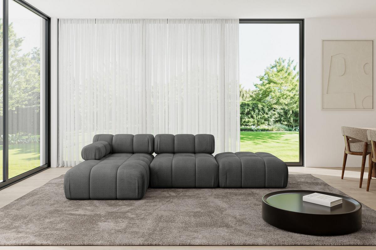 ECKSOFA modulares Sofa Lizur-L1 - 285x160x70 cm Dunkelgrau Velours - Dunkelgrau, Holzwerkstoff/Textil (285/160cm) - ALTDECOR