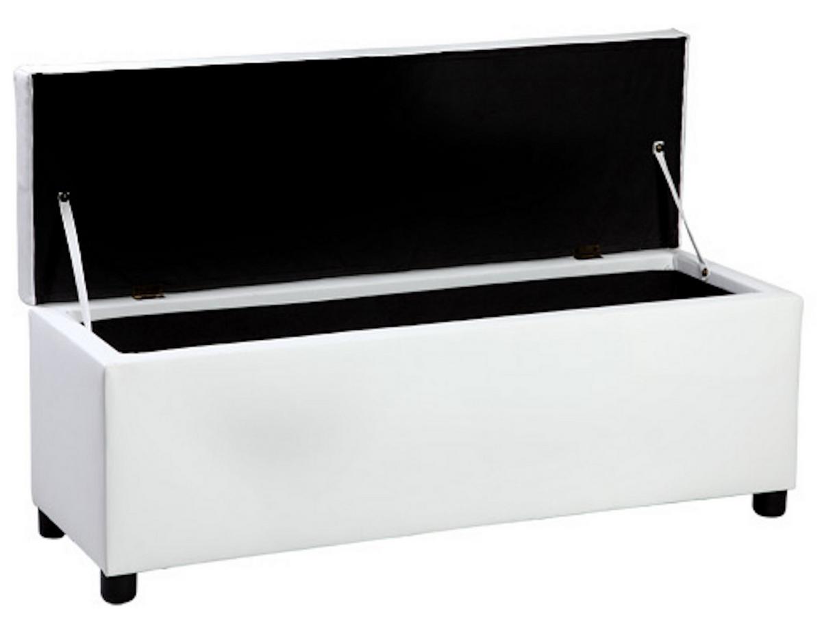 TRUHENBANK - Weiß, Holz/Kunststoff (118/43/37cm) - [en.casa]