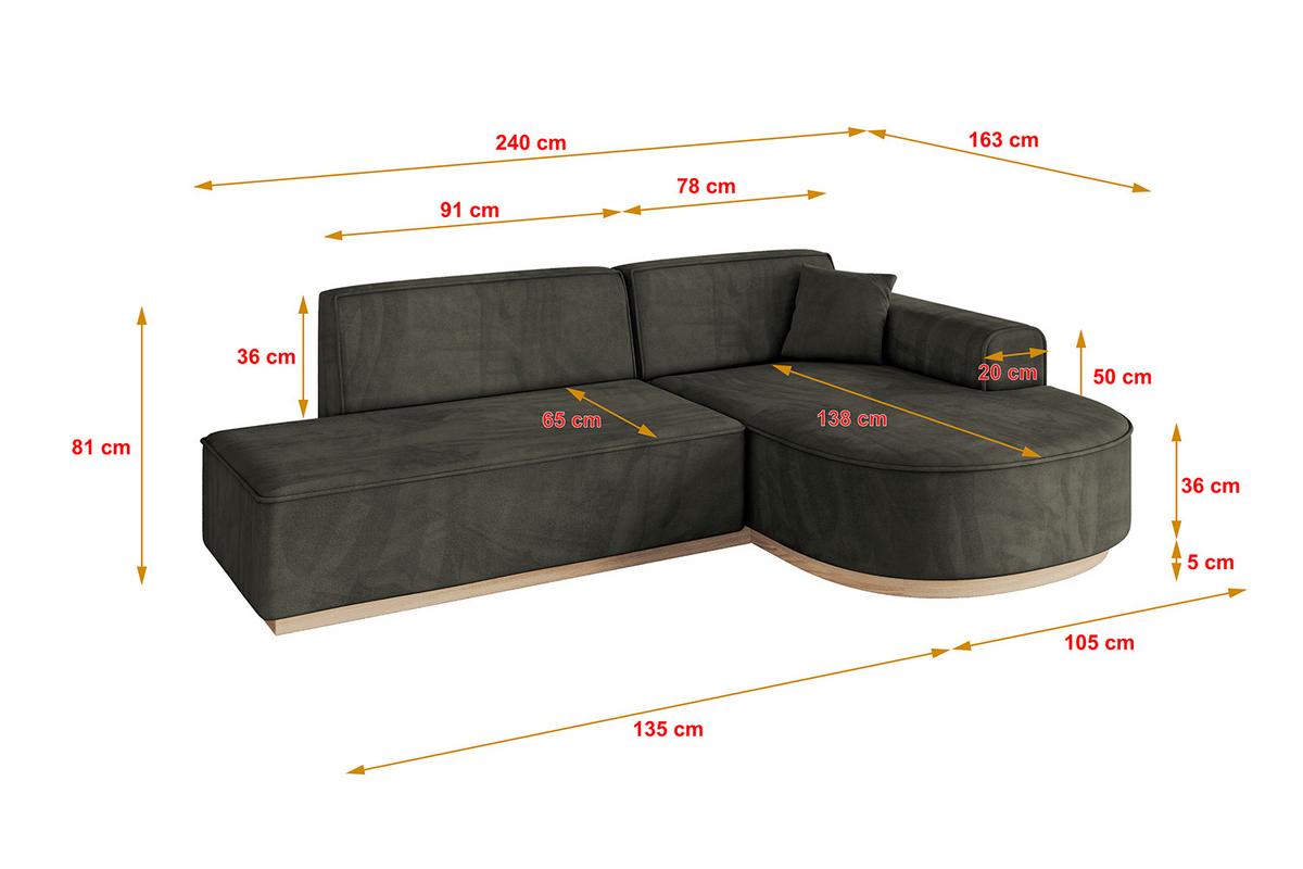 ECKSOFA Ottomane Rechts ARRIO-L1 - 243x171x83 cm Schwarz - Schwarz, Holzwerkstoff/Textil (243/171cm) - ALTDECOR