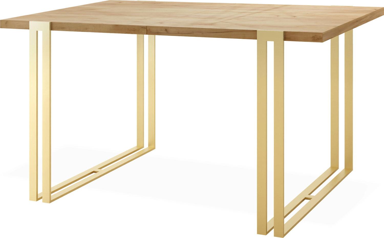 ESSTISCH Stella rechteckig ausziehbar, Craft Eiche 160-260/90/76 cm - Eiche Wotan/Goldfarben, Holzwerkstoff/Metall (90/260/76cm) - WFL GROUP