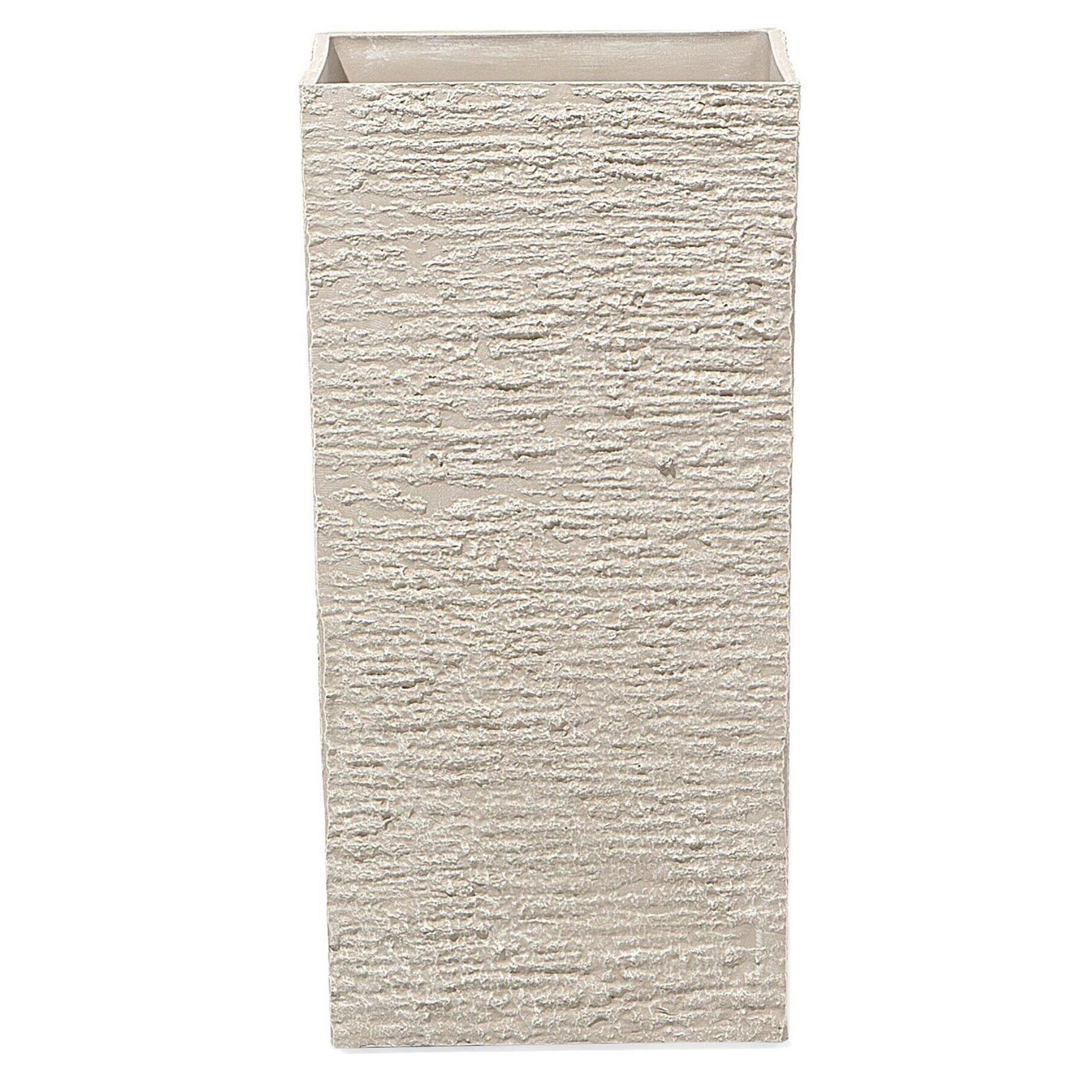 BLUMENTOPF hellbeige quadratisch 30/30/60 cm Gaza - Beige, Stein (60cm) - Beliani