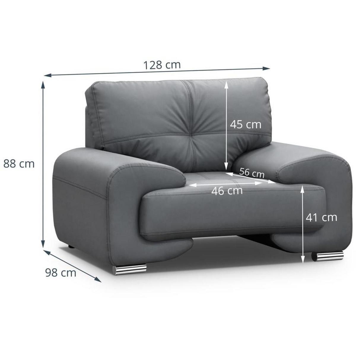 RELAXSESSEL Omega grau - Chromfarben/Dunkelgrau, Leder/Metall (128/88/98cm) - Beautysofa
