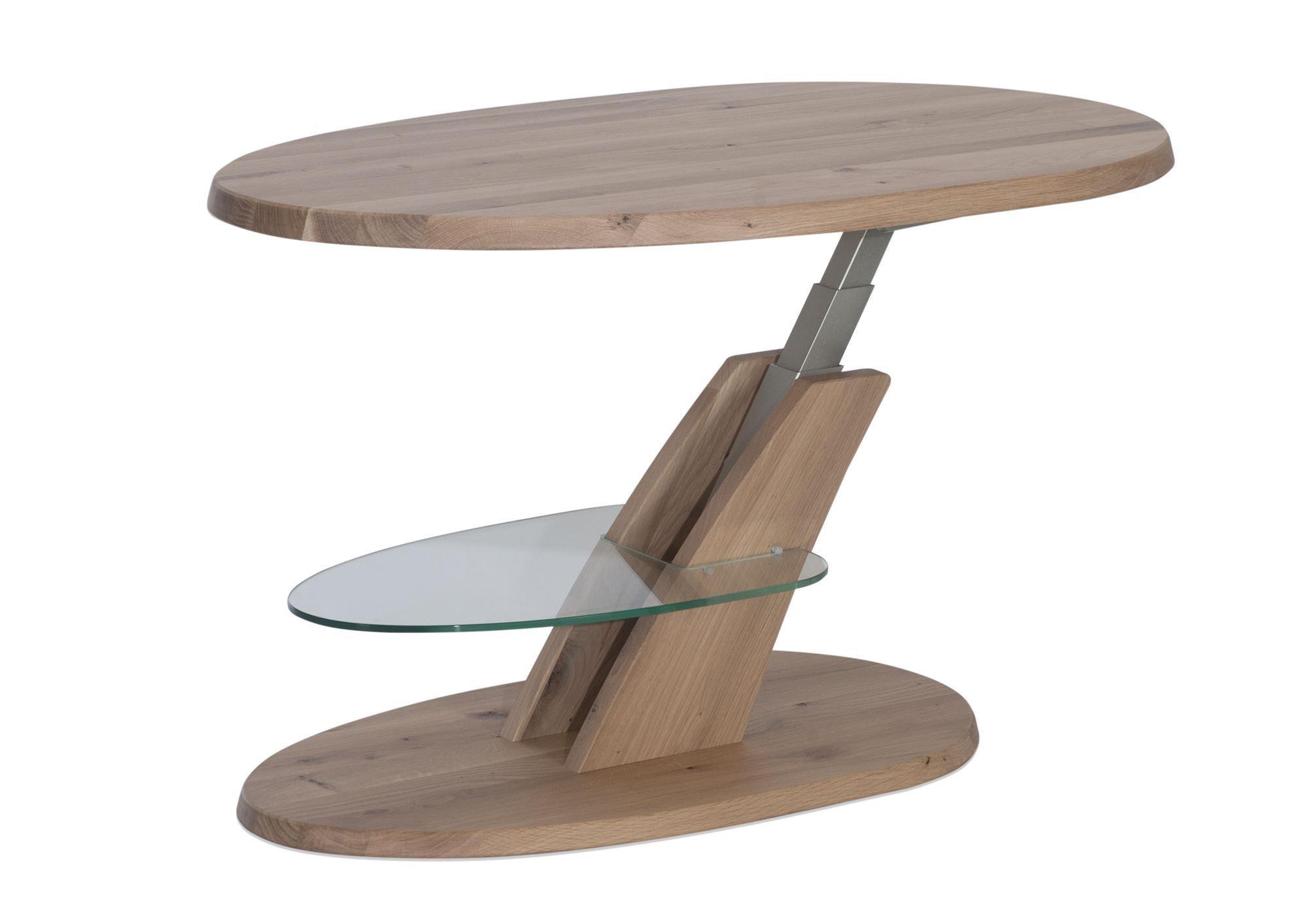 FUNKTIONSTISCH Carlynn höhenverstellbar 100 x 65 x 48-65 Couchtisch Massivholz Wildeiche Bianco - Braun, Holz (100/65/48cm) - 58aufmkessel