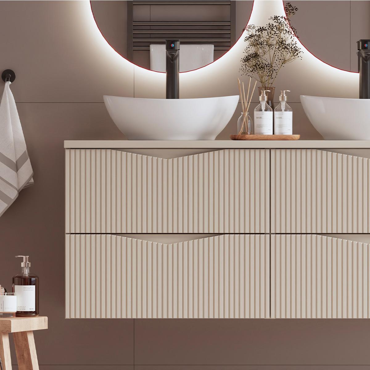 WASCHTISCHUNTERSCHRANK 120.6cm Tao Kaschmir - Beige, Holzwerkstoff (120.6/52.2/46.5cm) - Petits-meubles