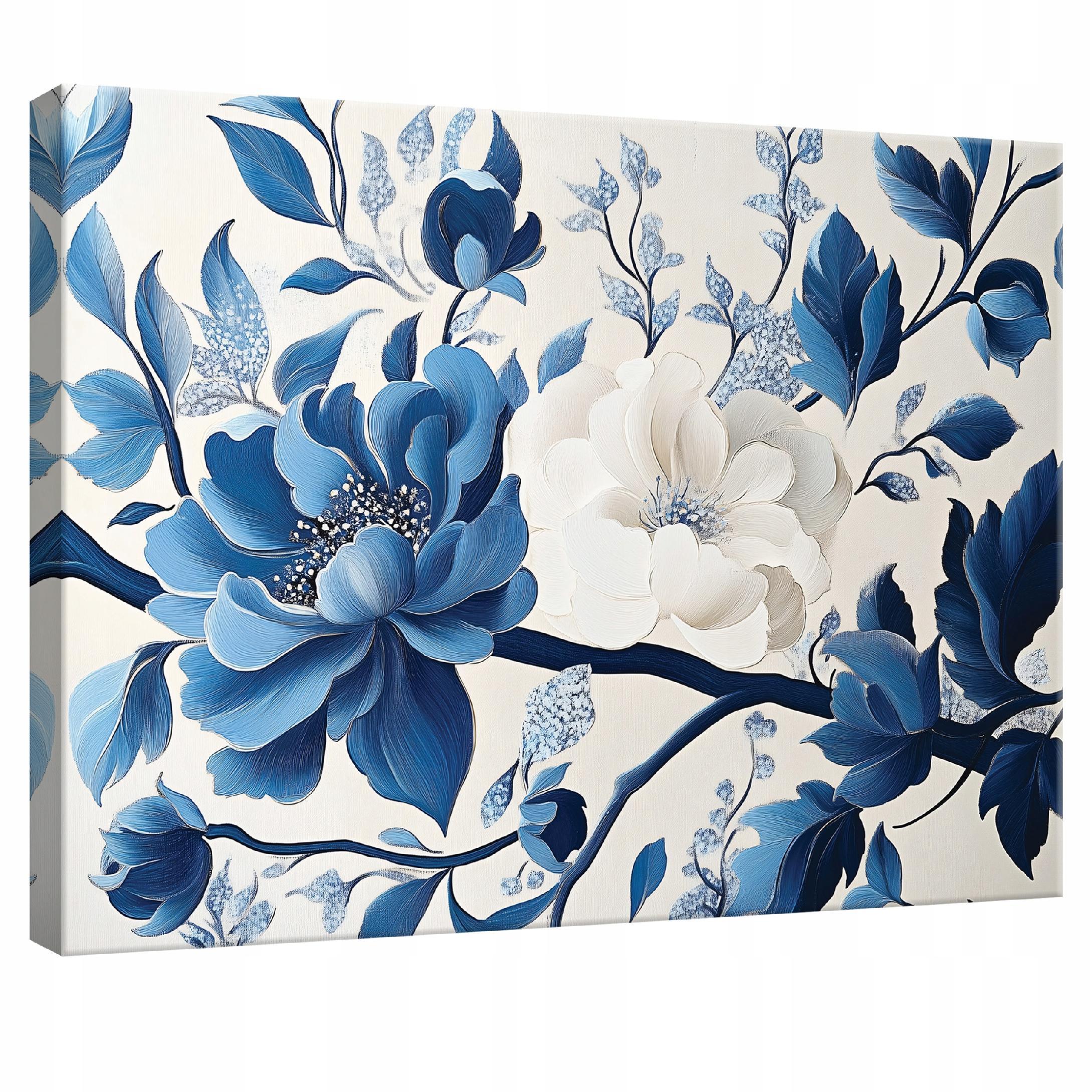 LEINWANDBILD Blumen Blau Abstrakt Modern Wohnzimmer 120x80 - Multicolor, Holzwerkstoff (120/80cm) - Wallarena