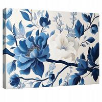 LEINWANDBILD Blumen Blau Abstrakt Modern Wohnzimmer 60x40 - Multicolor, Holzwerkstoff (60/40cm) - Wallarena