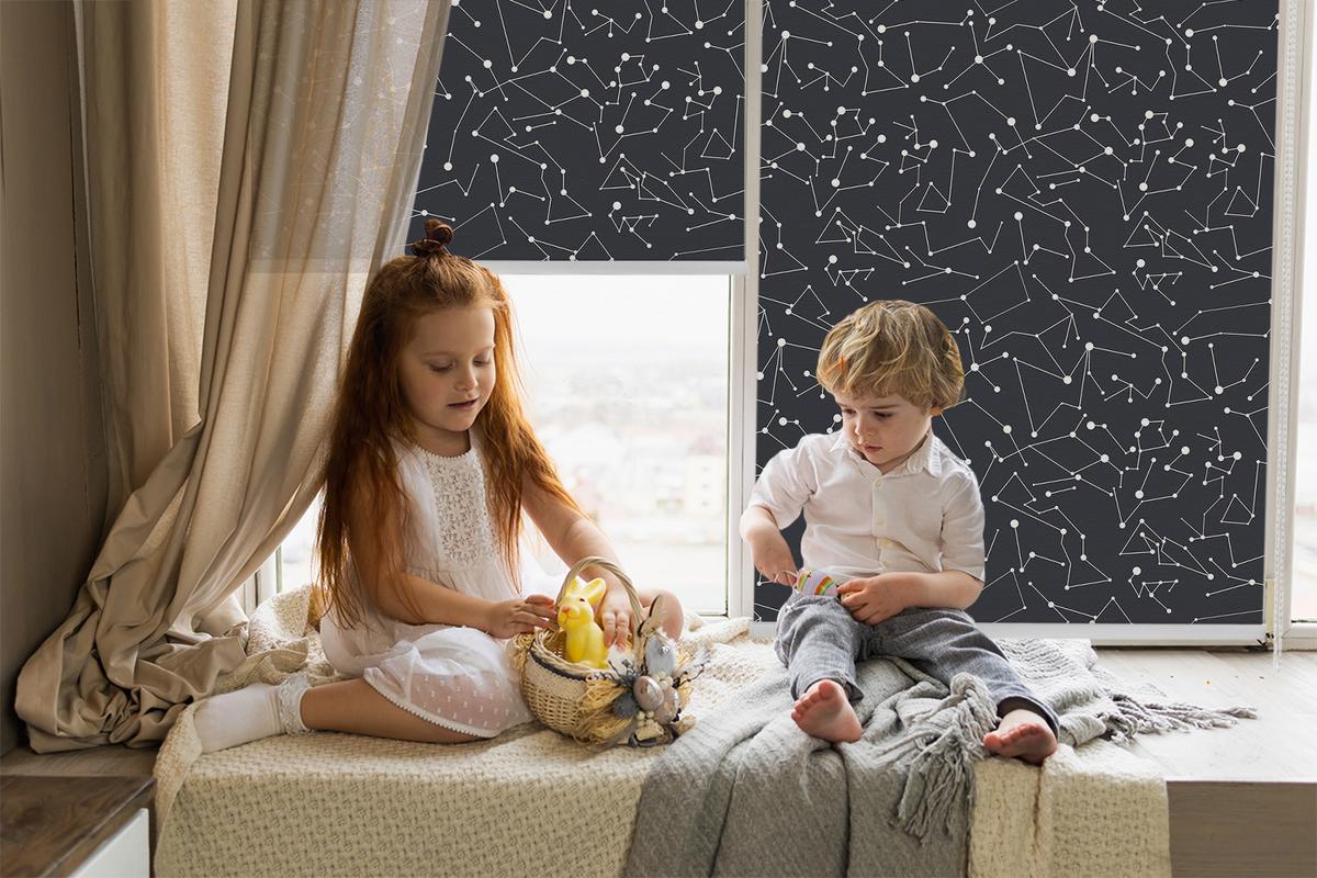 INNENROLLO - Fensterrollo - Rollo - 60x40 cm - Konstellation - Schwarz, Kunststoff (60/140/0.5cm) - TULUP