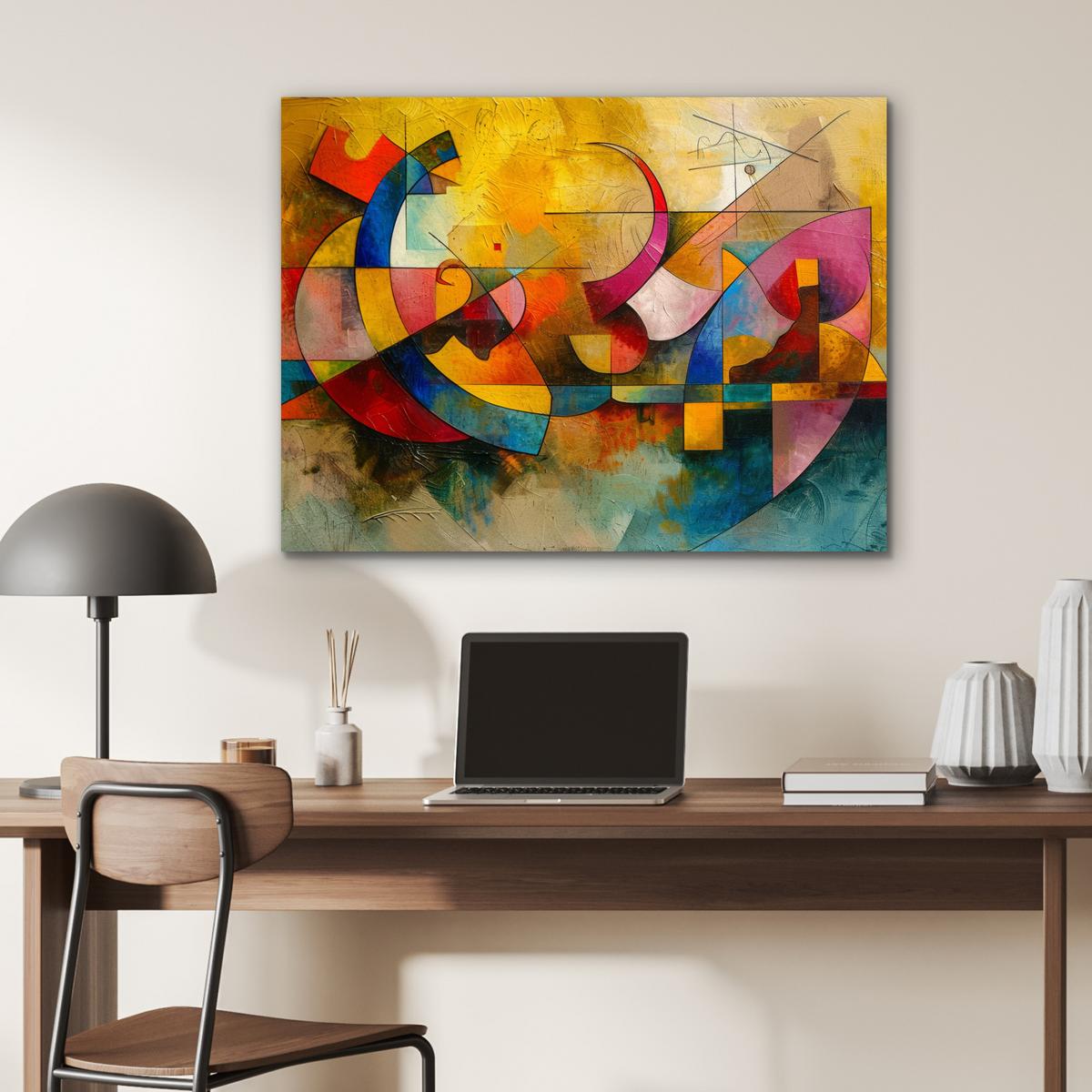 METALLBILD Kunst - Abstrakt - Modern 80x60 cm - Gelb, Metall (80/60cm) - MuchoWow