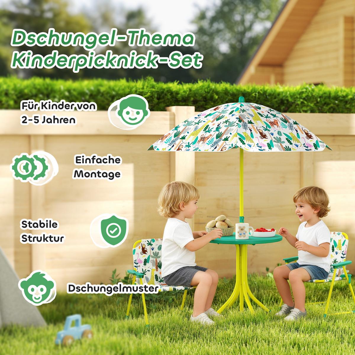 KINDER-GARTENMÖBEL Stahl Kunststoff Grün - Grün, Textil/Metall - AIYAPLAY