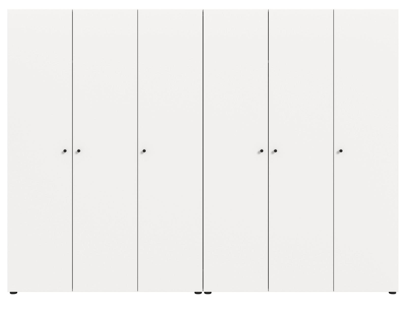 KLEIDERSCHRANK weiß 6-türig 240 cm, Drehtürenschrank mit Kleiderstangen - Schwarz/Weiß, Holzwerkstoff/Kunststoff (240/176/51cm) - Inn.Furn