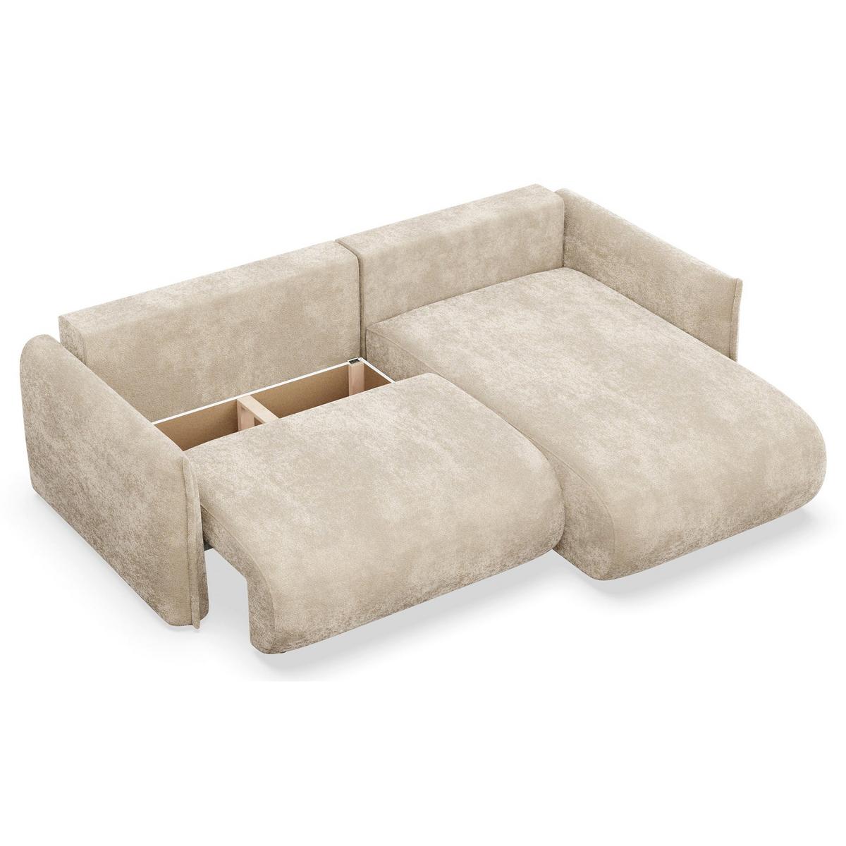 ECKSOFA Cushi Beige-Chenille - Beige/Schwarz, Kunststoff/Textil (183/252cm) - Selsey